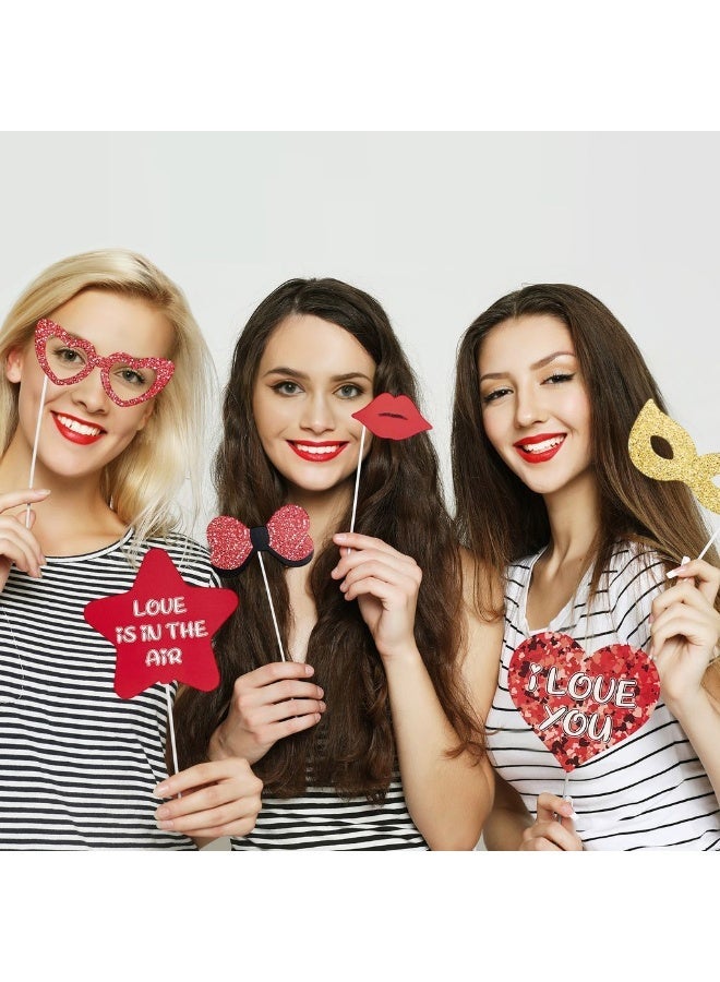 Party Magic 30-Piece Valentine Photo Booth Props Set – Romantic & Fun Selfie Accessories for Parties & Events - Image 2